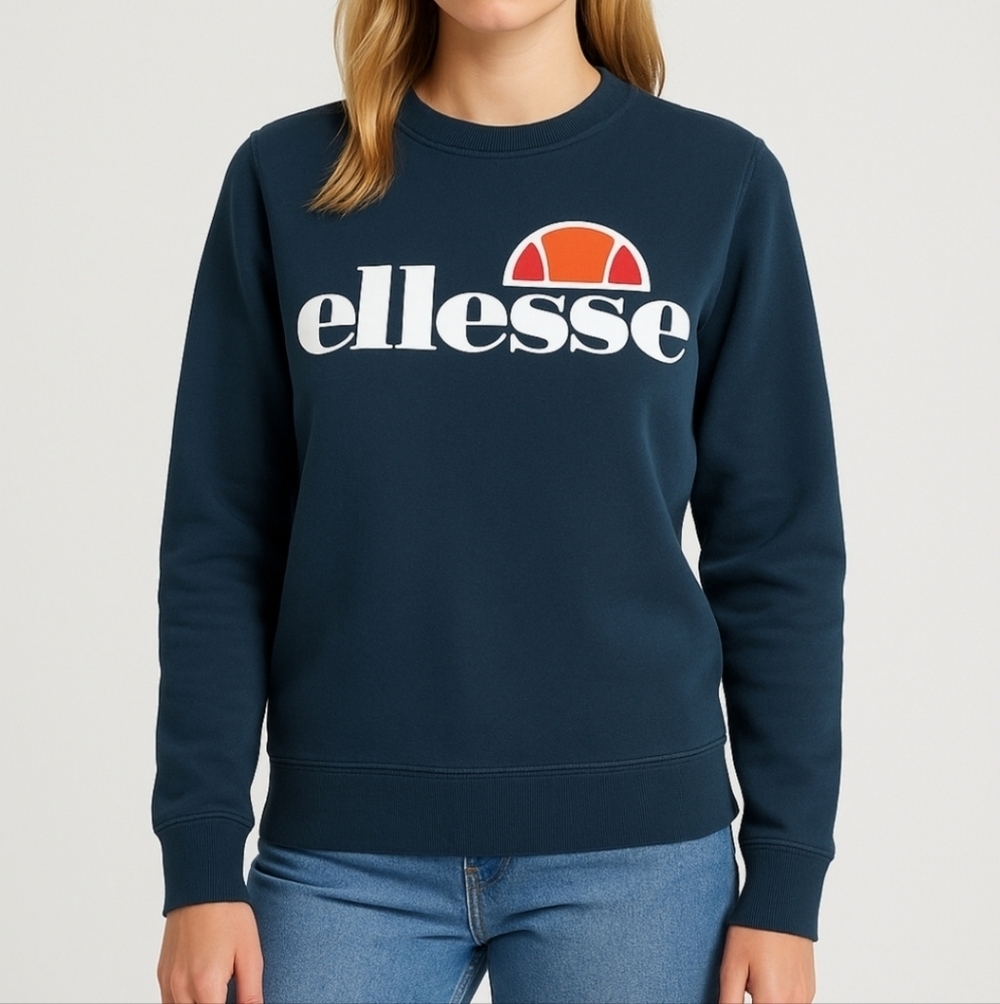 Ellesse Navy Blue Logo Crewneck Sweatshirt Women’s Size US 10 (UK 14 / EU 42)